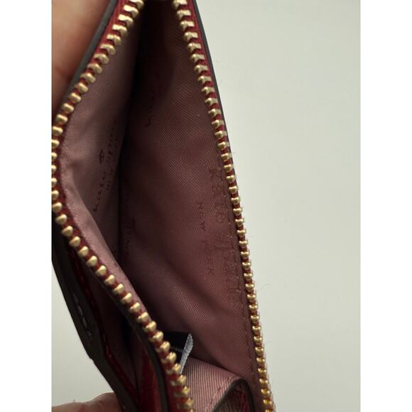 NWT Kate Spade Red Jam Textured Patent Leather Small Pocket Purse Wallet - Picture 6 of 8